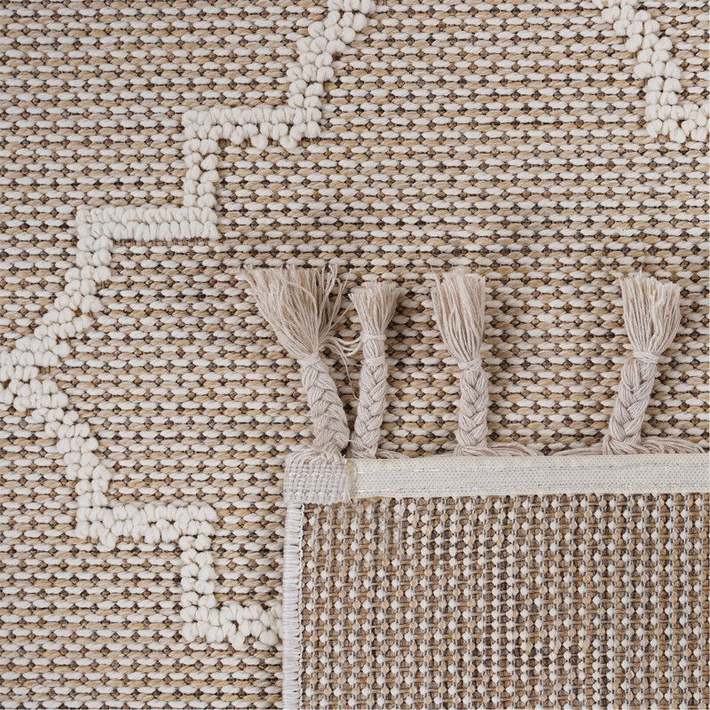Tapis intérieur / extérieur 2X8 ivoire / treillis, Rectangle 4 pi x 6 pi 2 po