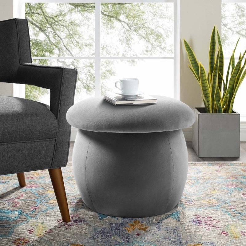 40cm Wide Velvet Cylinder No Pattern Footstool Ottoman