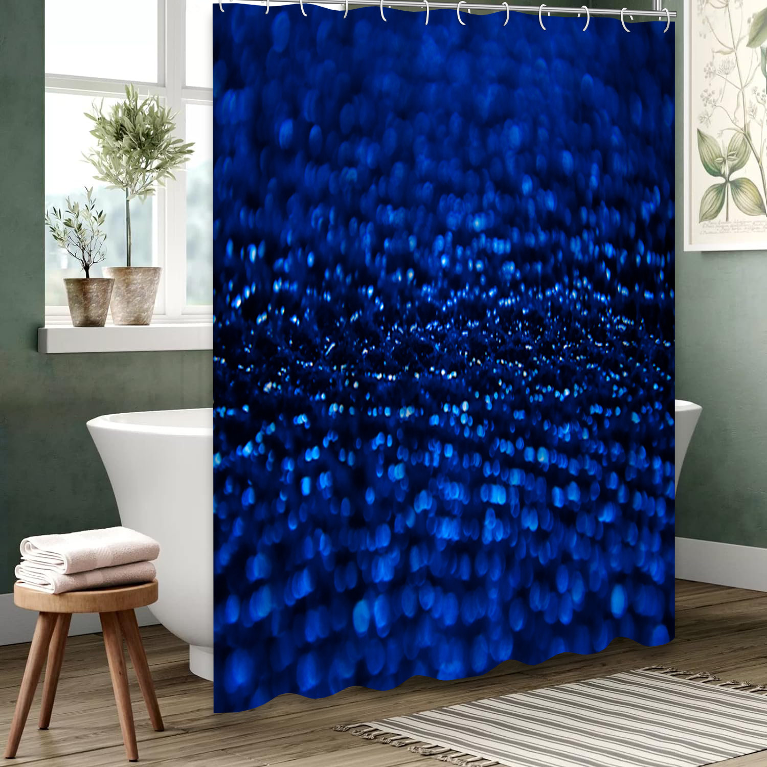 Dark Blue Shower Curtain