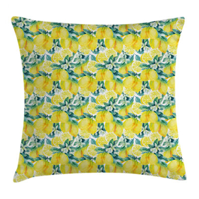 Paintbrush Lemons with Murky Indoor/Outdoor 36" Throw Pillow Cover
