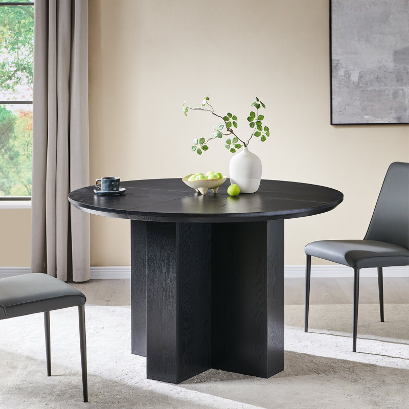 Round Dining Table, Small Kitchen Table For 4-6, Black