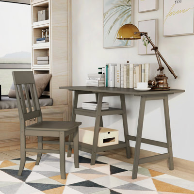 Kendon Writing Desk and Chair Set with Open Shelves