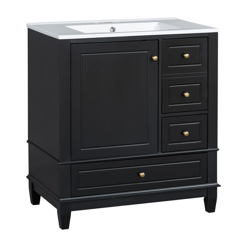 Meuble-lavabo 30 po avec lavabo, Noir