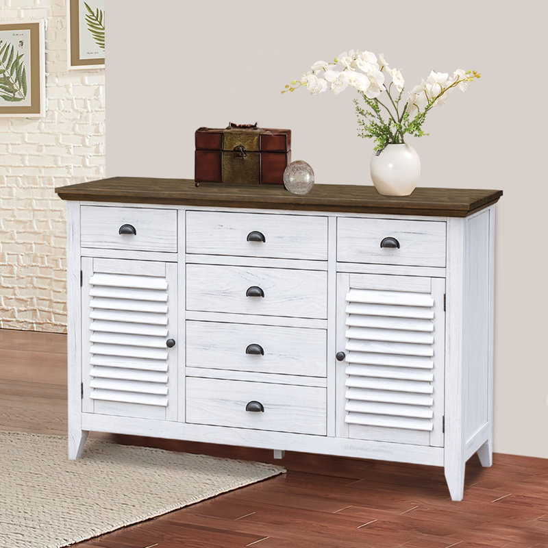 Milne Solid Wood 64'' W 6 - Drawer Dresser, White