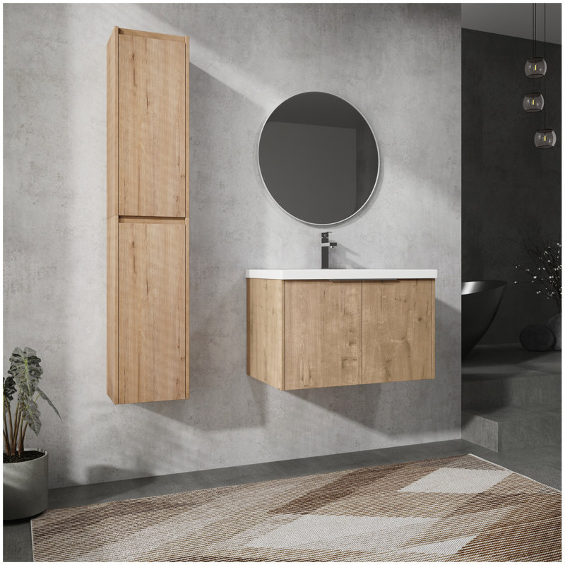 30" Wall-Mounted Bathroom Vanity With Sink and Side Cabinet, Soft Close Doors,00112IMO x 2-00630IMO Combination Cabinet(KD-Packing)