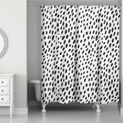 Rideau de douche monochromatique à pois