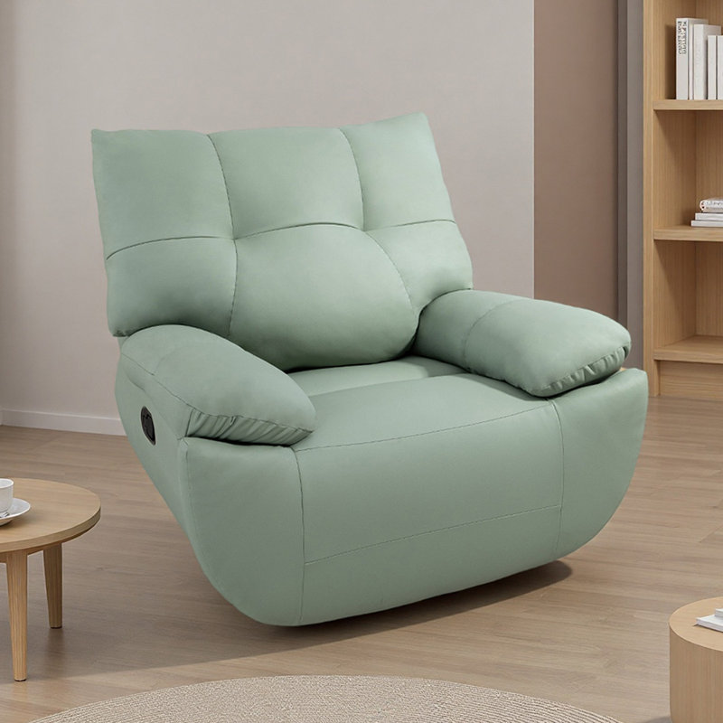 Single Manual Living Room Faux Leather Recliner, Green