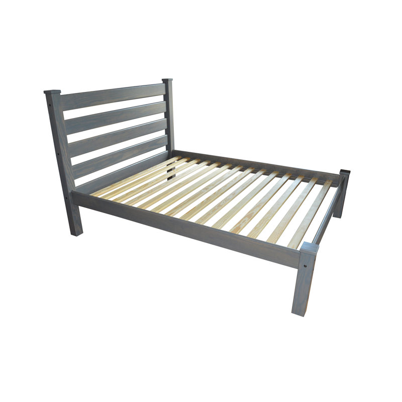 Base de lit en bois massif Homestead, Gris, Grand