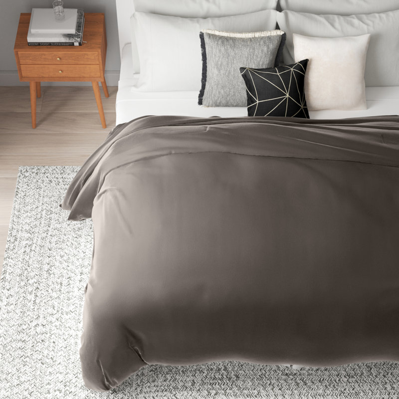 Édredon simple en microfibre , Gris, Édredon simple