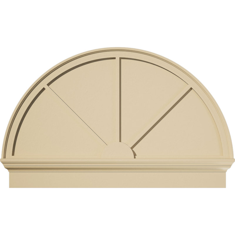 Demi-rond signature fronton en uréthane, brun clair apprêté, 44 po x 28,75 po x 2,75 po, Combinaison, 3 rayons
