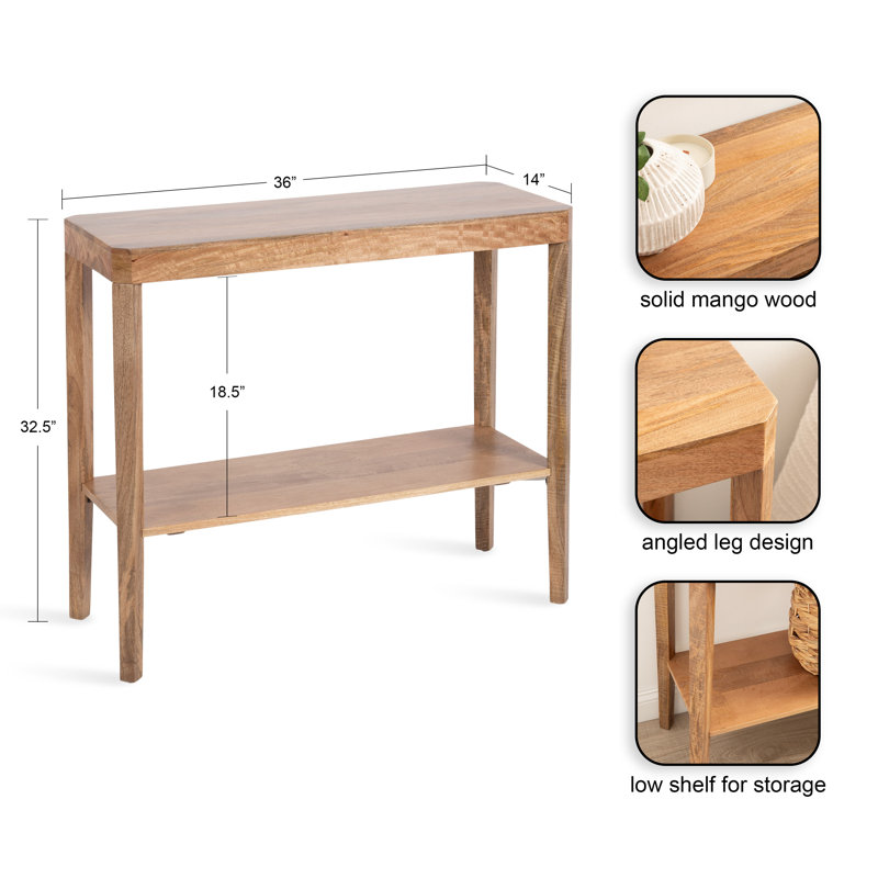 Ardentown Rectangle Entryway Console Table, Natural Wood
