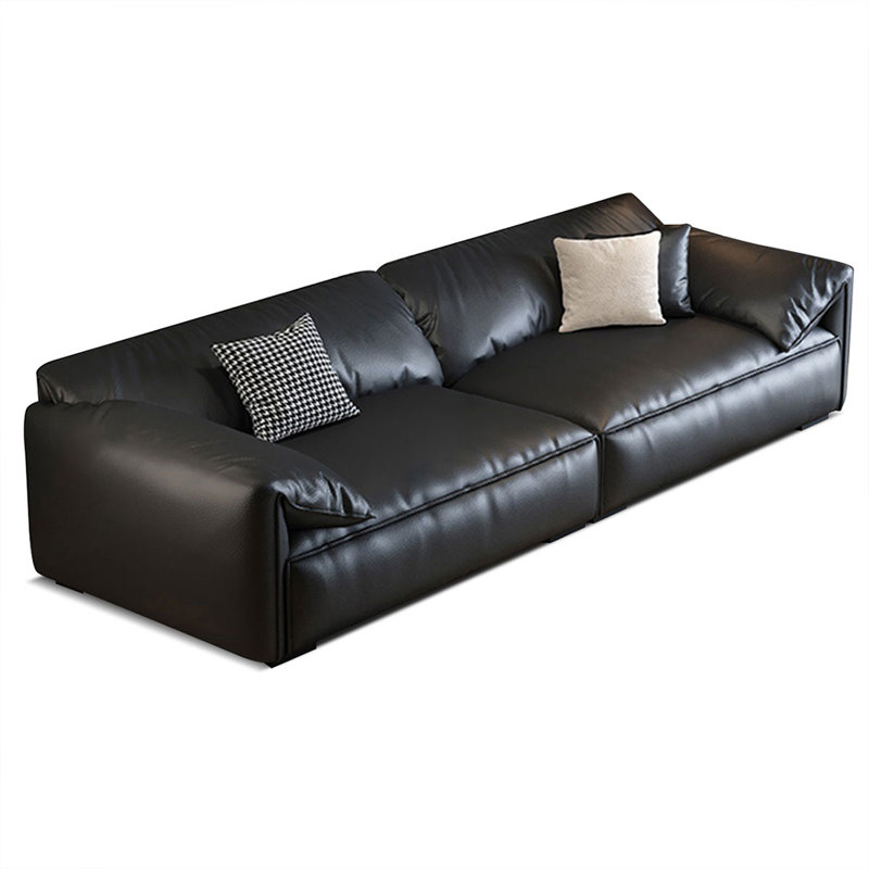 Canapé modulaire noir en cuir véritable, H 31,5 po x l 110,24 po x P 41,34 po, 4
