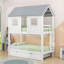 Lit simple en bois en forme de maison avec lit gigogne simple et échelle