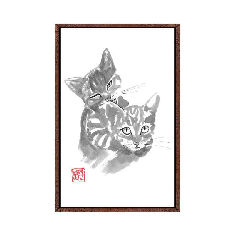 Brothers by Péchane - Painting on Canvas, Classic Brown Wood Framed, 101.6 cm H x 66.04 cm W