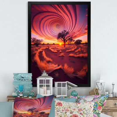 «Vibrant Pink Stunning Sunset Spiral Land Art I», reproduction sur toile
