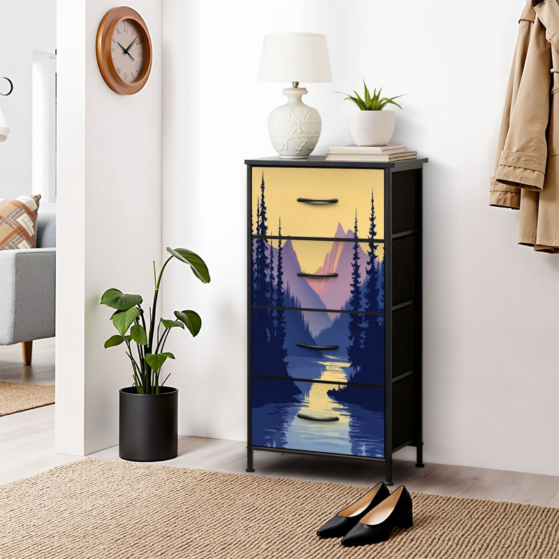 Commode pour commode de chambre à coucher pour placard Peaceful Lakeside Morning Light Spruce Trees