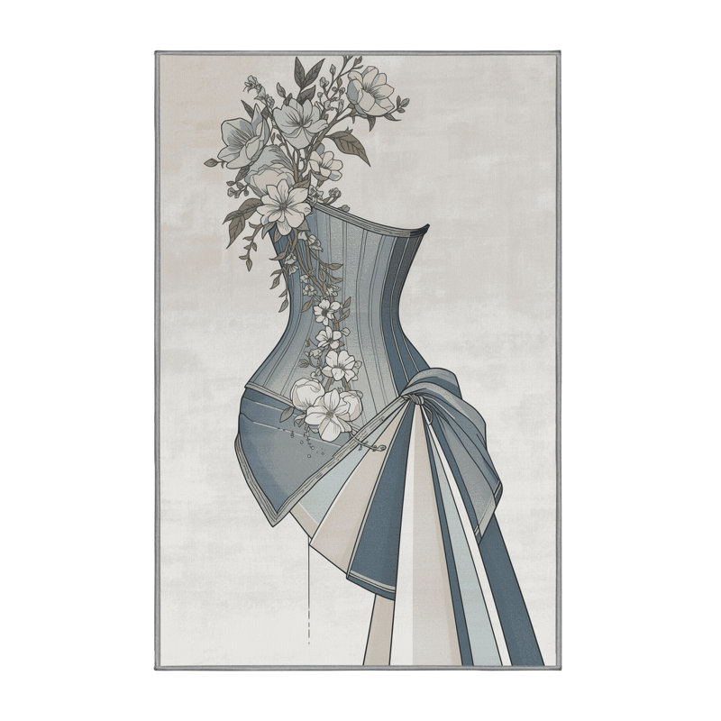 Tapis gris moelleux doux et moelleux à motif floral - reliure grise, 6 X 9