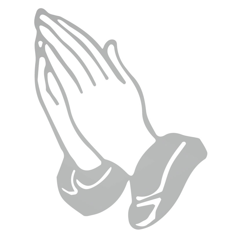Décalcomanie murale prayer mains, H 36 po x l 28 po x P 0,01 po, Argent