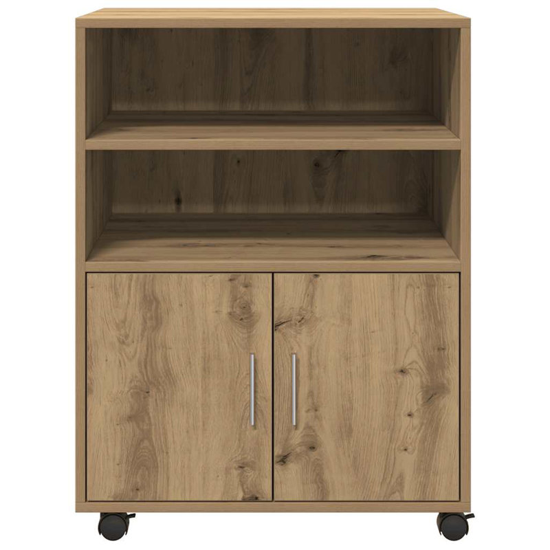 Rolling Cabinet Engineered Wood, Artisian Oak