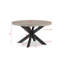 Table de salle à manger ronde, gris anthracite, finition deux tons, tissu gris, touche rustique, sièges contemporains à finition d'espace 4, style dans la cuisine