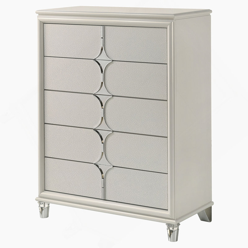 Commode de chambre blanche à 5 tiroirs