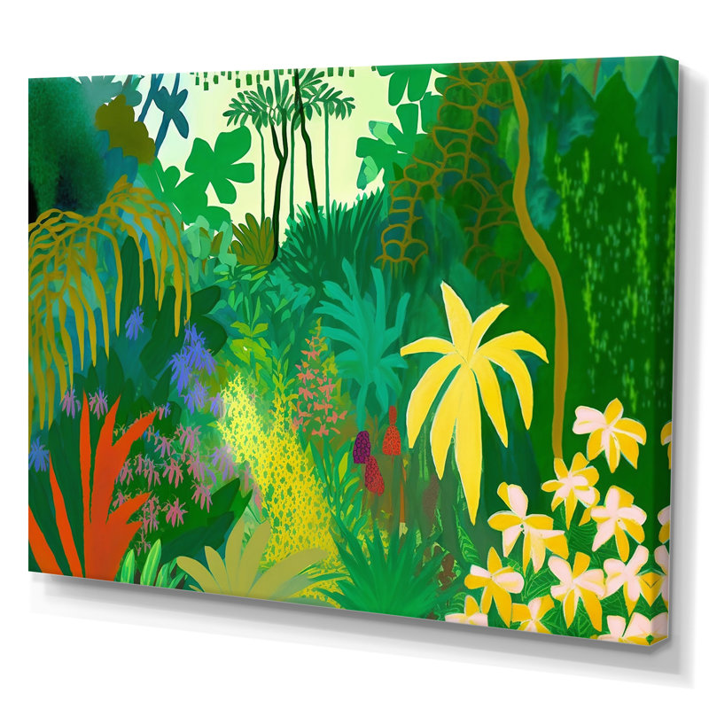 «Blossoming and Vibrant Jungle Flora VI», reproduction sur toile, H 12 po x l 20 po x P 1 po, Toile tendue