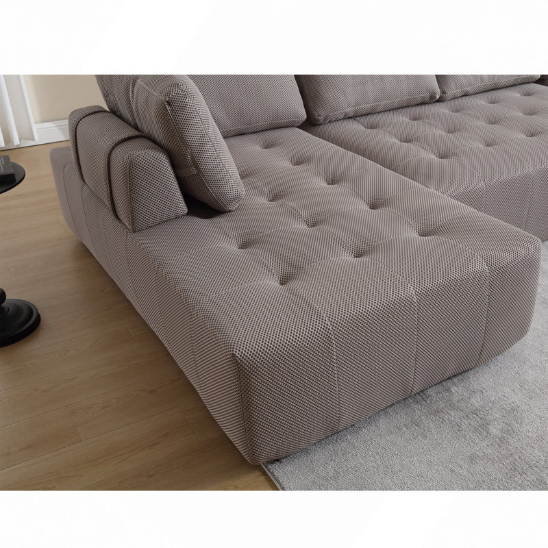 Canapé modulaire de 138,5 po, canapé en forme de U, salon, appartement, canapé rembourré à 6 places, canapé à combinaison libre (tissu maillé), tissu respirant