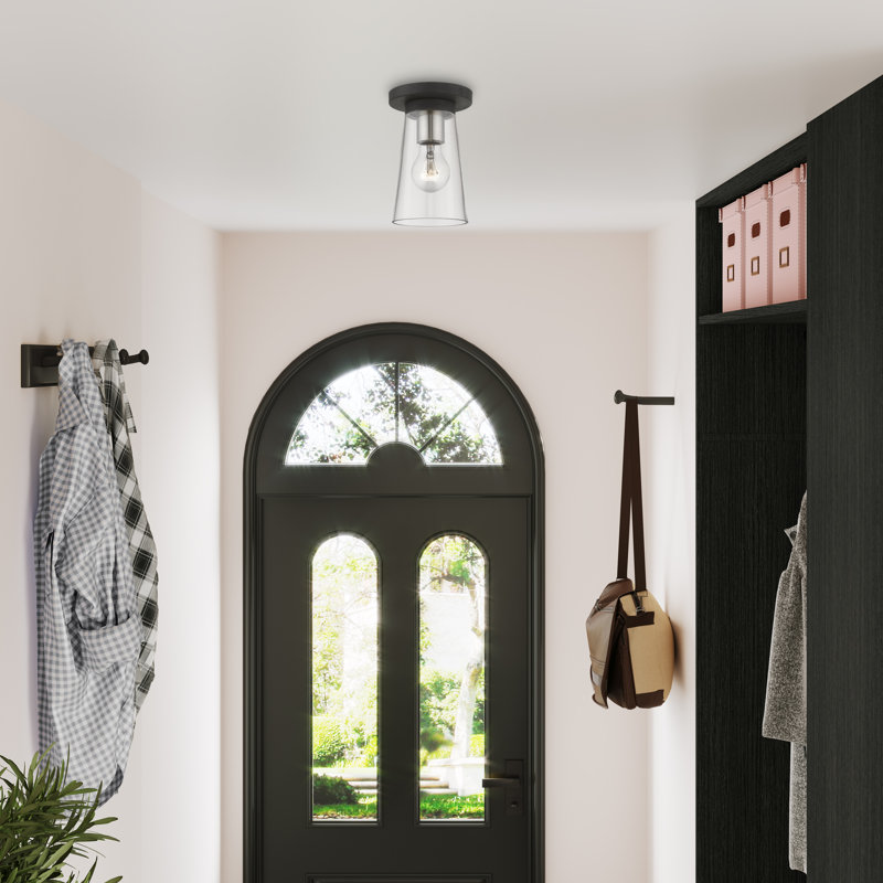 Plafonnier encastré 1 lumière 4,75 po Hamlan, Noir / Nickel brossé