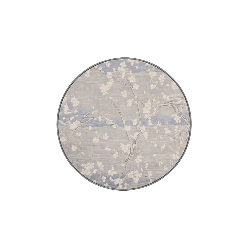 Machine Washable Gray Area Rug, Round 7'