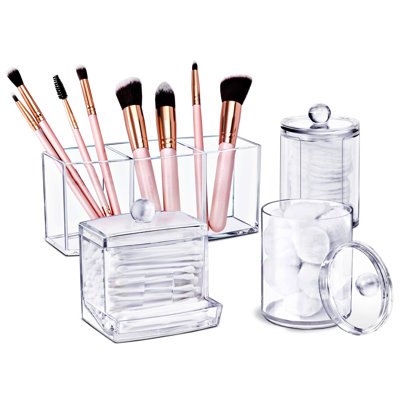  Ensemble de 4 boîtes de rangement et organisateur de salle de bain en acrylique transparent