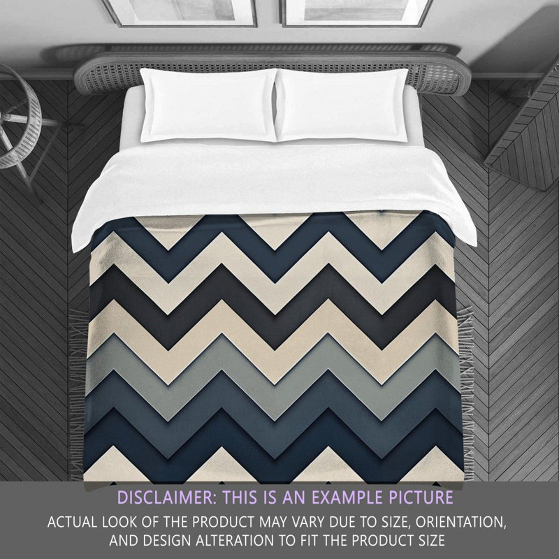 Chevron Comforter, King Comforter, Gray/Navy