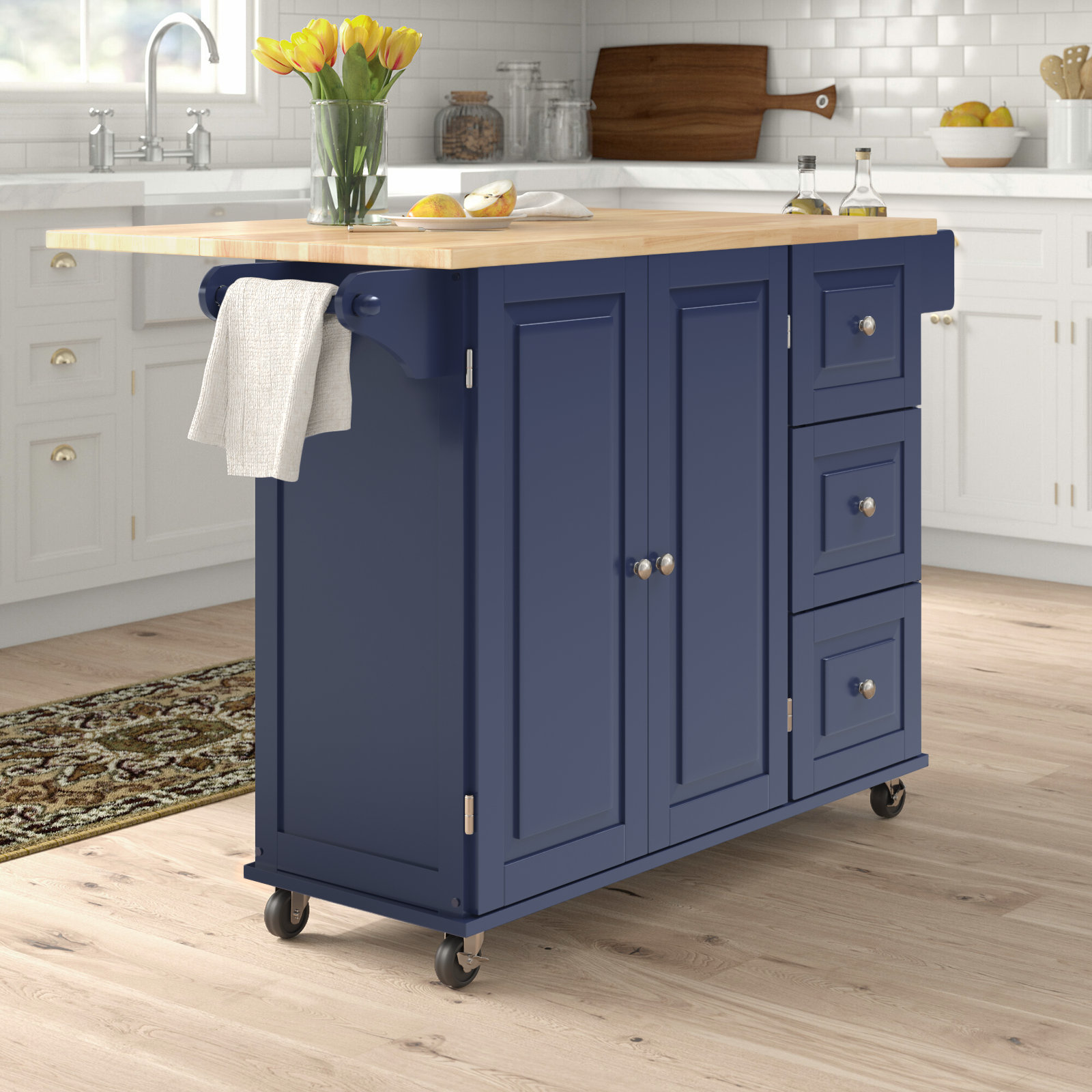 Three Posts Hardiman 53.75" Kitchen Island with Locking Wheels & Reviews | Wayfair
