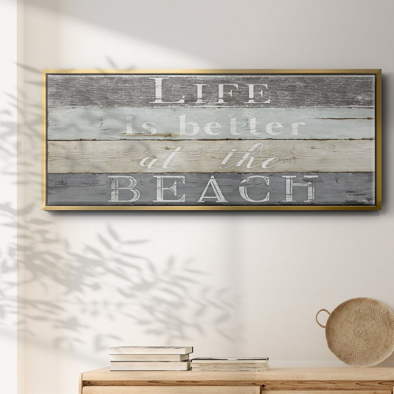 Life Better Beach- Framed Canvas, 20" H x 50" W