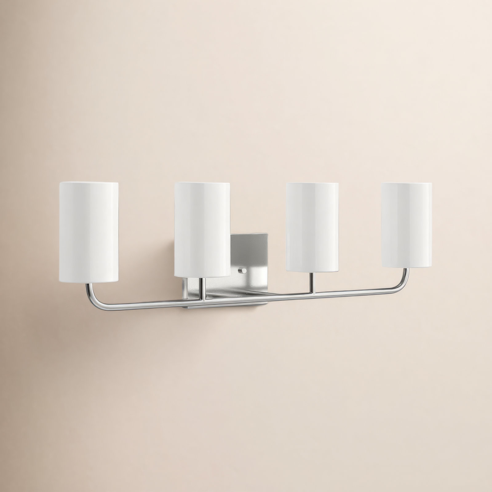 4 Light Dimmable Vanity Light, Brushed Steel, No
