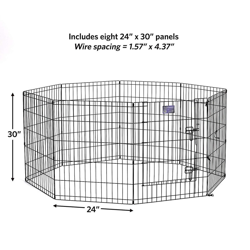 Black Metal 24" x 30" Foldable Pet Playpen with Door