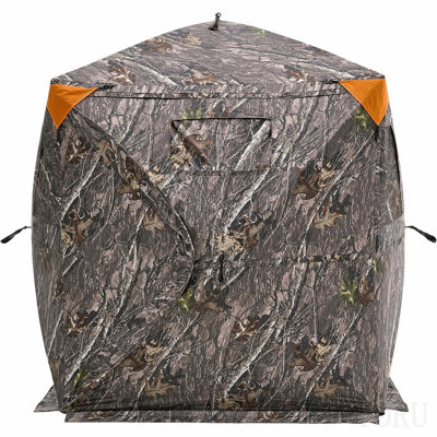270° See Through Ground Blind, 1-2 Person Pop Up Deer Blind For Hunting With Carrying Bag, Portable Resilient Hunting Tent, 3 Horizontal Windows For Turkey And Deer Hunting