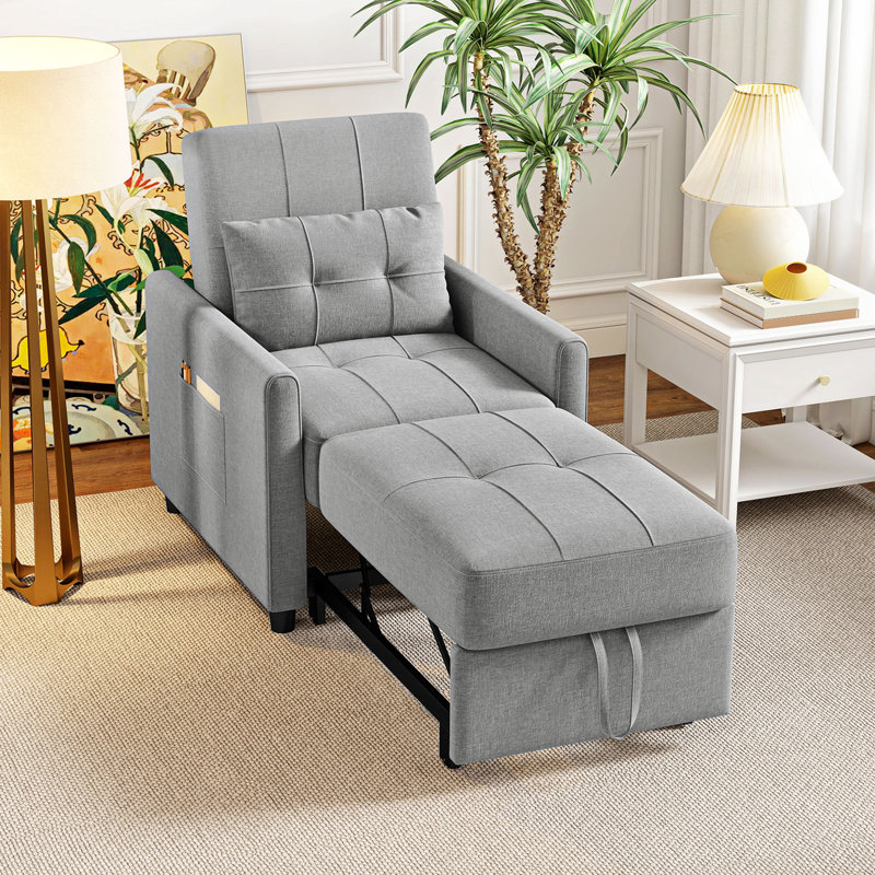 Munirah 69cm Upholstered Futon, Light Grey