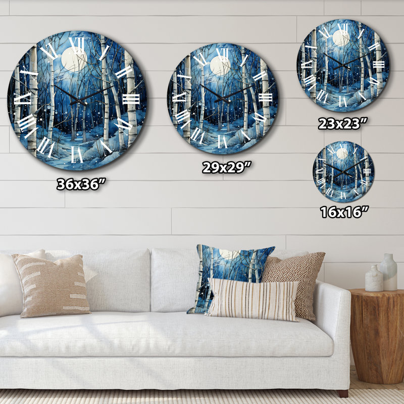 Horloge murale Birch Woods Mystic Moonlight I, Petit