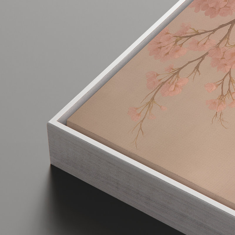 Décoration murale encadrée de fleur de cerisier rose doux pour impression de chambre à coucher, H 36 po x l 24 po, Blanc