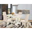 Ensemble de table 7 pièces de style Mid-Century comprenant une table de salle à manger en ciment et 6 chaises de cuisine en lin beige clair avec dossier capitonné - Lin brossé blanc-550225871-550225867