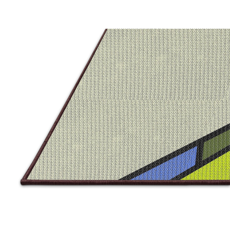 Gris/bleu/rose Tapis décoratif, Rectangle 7 pi x 9 pi