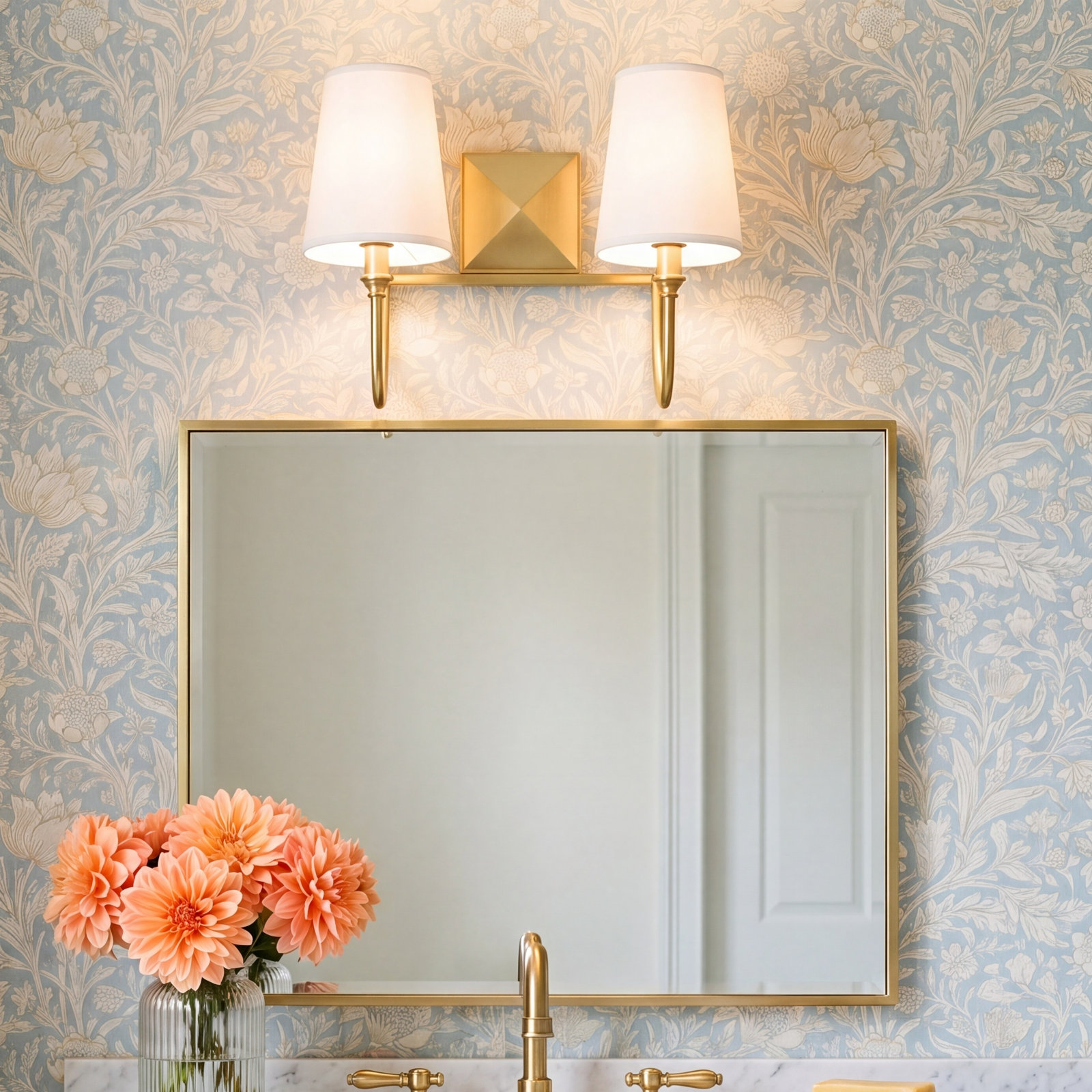 Alata 2-Light Dimmable Vanity Light, Warm Brass