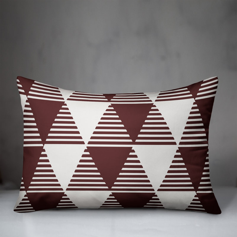 Geometric Polyester Indoor/Outdoor Throw Pillow, Maroon, 14" H x 20" W