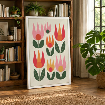 Stylized Tulip Composition Mid-Century - Wrapped Canvas