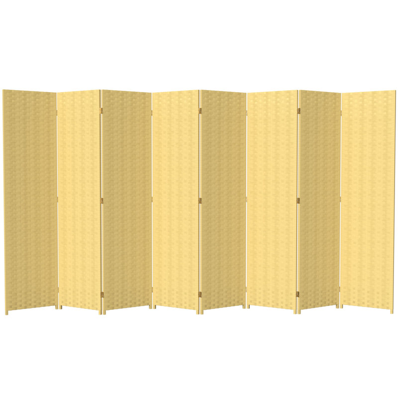 70.75" x 140" 8 Panel Room Divider, Dark Beige, 70.75" H x 140" W x 0.75" D, 8