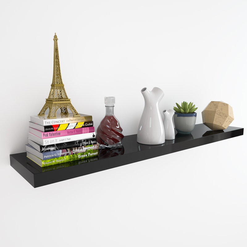 Mehta Floating Shelf, 3.8cm H x 90cm W x 23cm D, Gloss Black