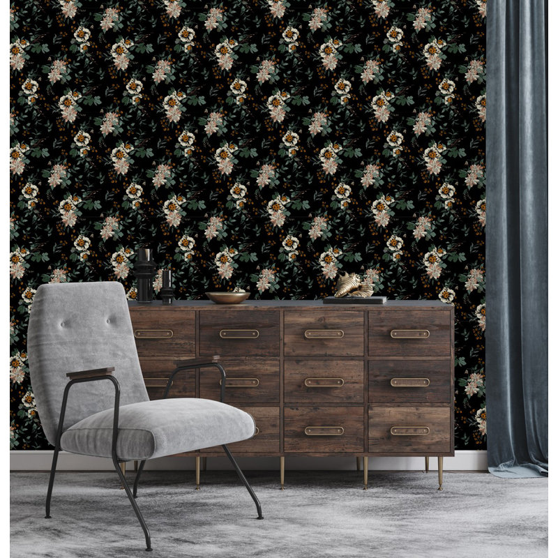 Peel & Stick Floral Tile, 2.08' W x 18.75' L