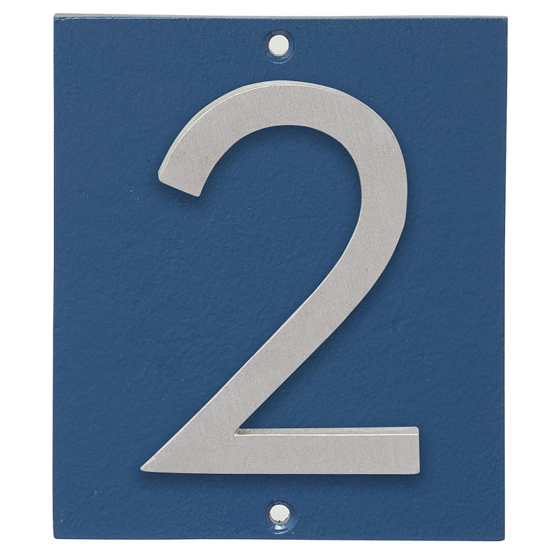 Plaque d’adresse murale sur 1 ligne flottante, Bleu mer, Aluminium brossé, Oui