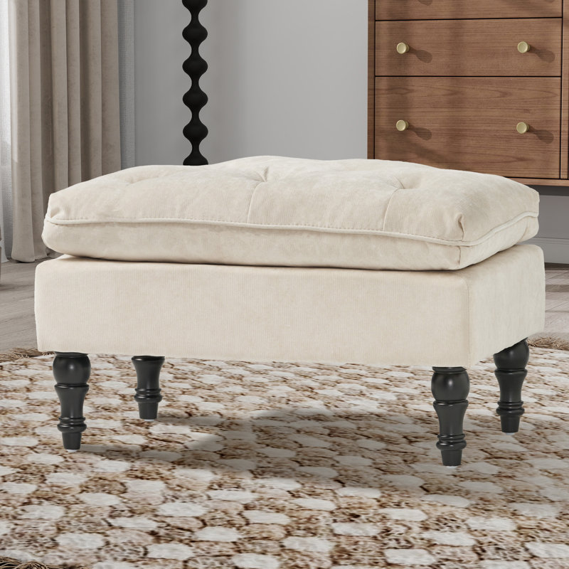 Upholstered Ottoman, Cream
