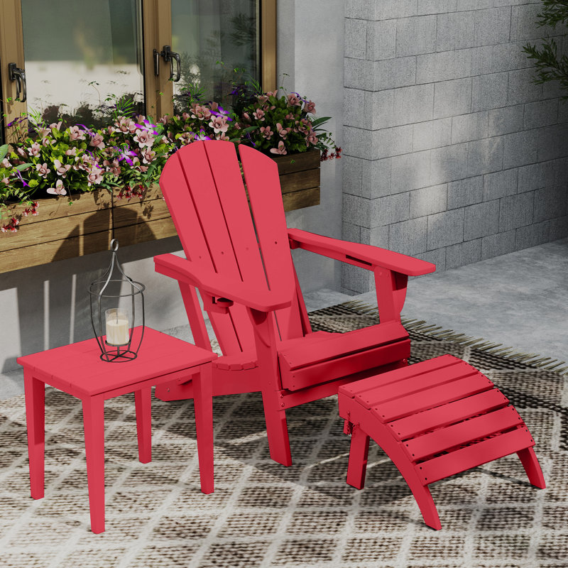 Repose-pieds pliable en plastique PEHD Adirondack, Rouge